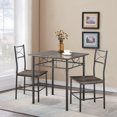 thumbnail image 2 of Aukfa 3-Piece Modern Dining Table Set, Square Table and 2 Chairs with Steel Frame - Gray, 2 of 8