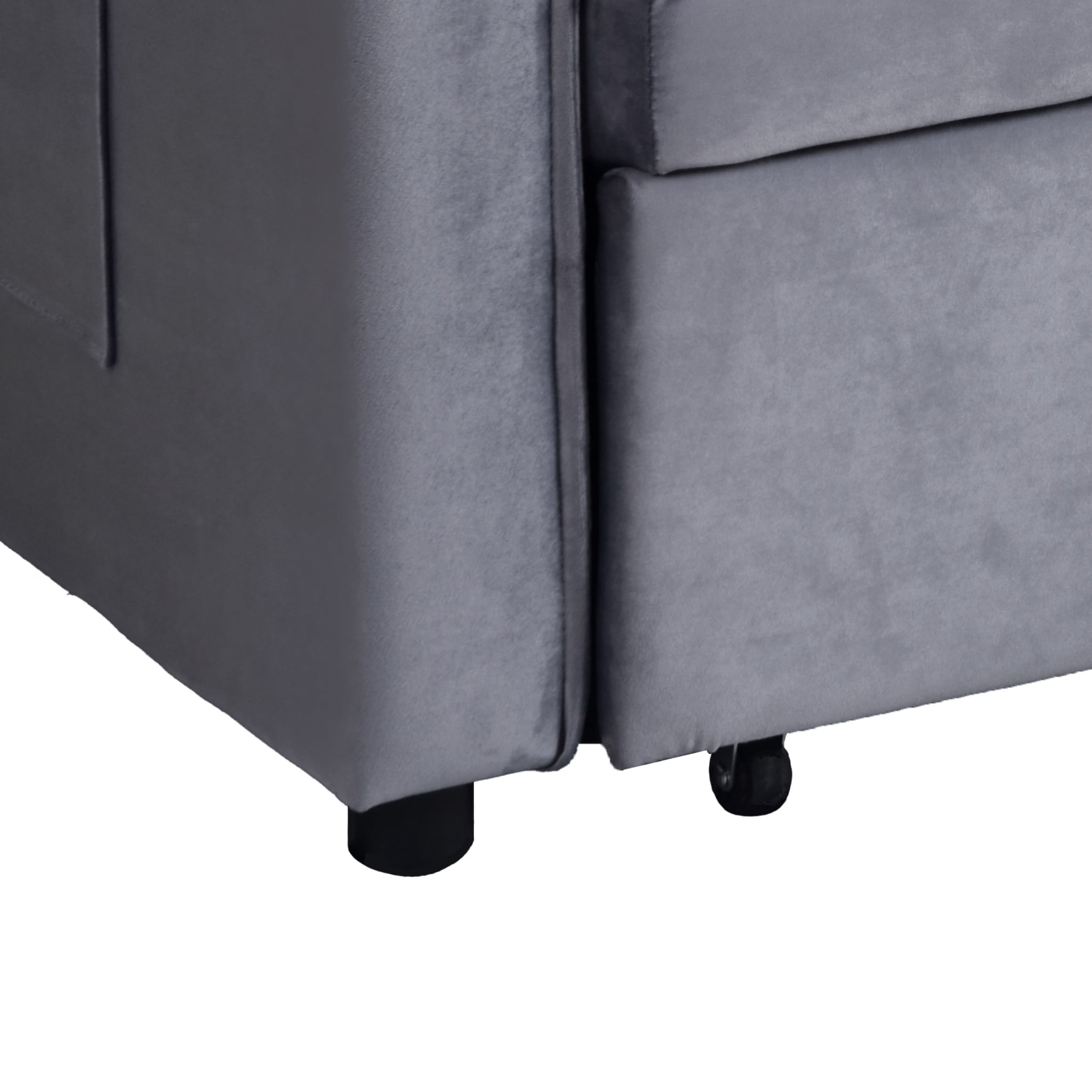 MAYEERTY Convertible Sofa Bed, Velvet Pullout Couch with Adjustable Backrest, Grey