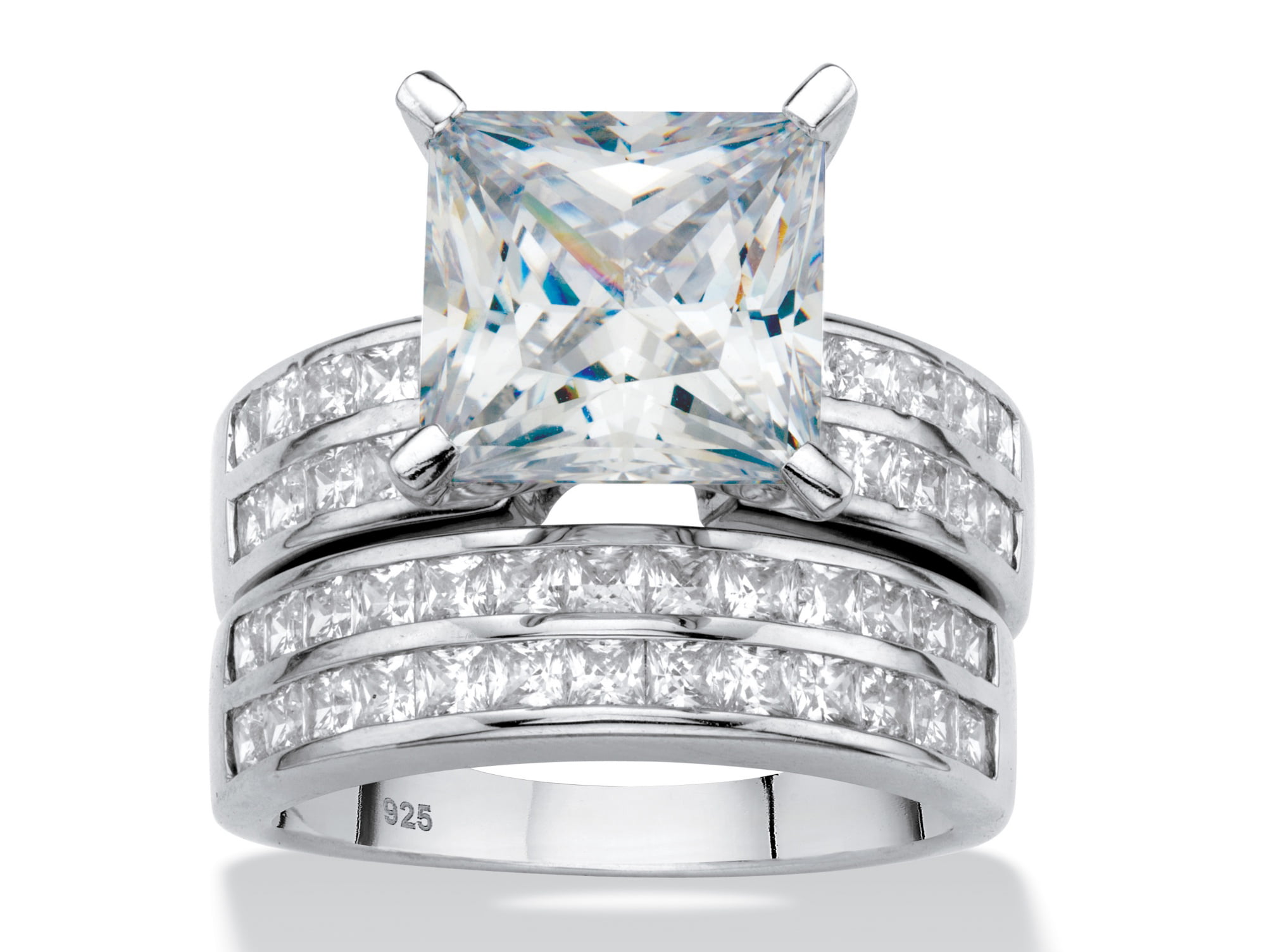 Size 5-15 Black Wedding Engagement Ring Set Pair Princess Cut Pink Bridal Halo 