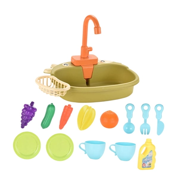 Juguetes de fregadero de cocina con accesorios de agua corriente, de ciclo del agua, regalos de cumpleaños, juguetes de simulación para niños, Verde