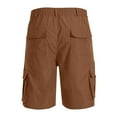 thumbnail image 4 of Ecqkame Summer Mens Cargo Shorts Casual Solid Color Buttons Elastic Pants Multi Pockets Outdoor Five Quarter Pants Coffee M, 4 of 5