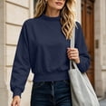 thumbnail image 2 of Womens Mockneck Sweatshirt Winter Fashion Solid Color Casual Long Sleeve Loose Fit Tops, 2 of 7