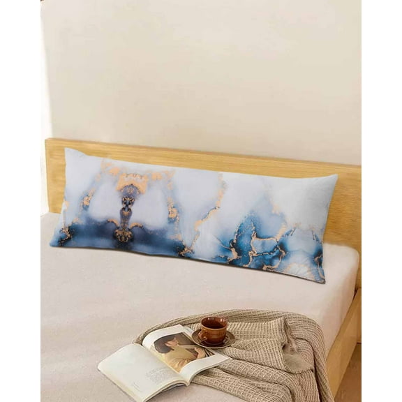 White Blue Marble Throw Pillow Cover, Ombre Abstract Ink Painting Rectangle Decorative Pillow Case Protector Soft Cushion Cover Lumbar Pillowcase for Couch Sofa Bedroom Car Chair Decor 20x54 Inch