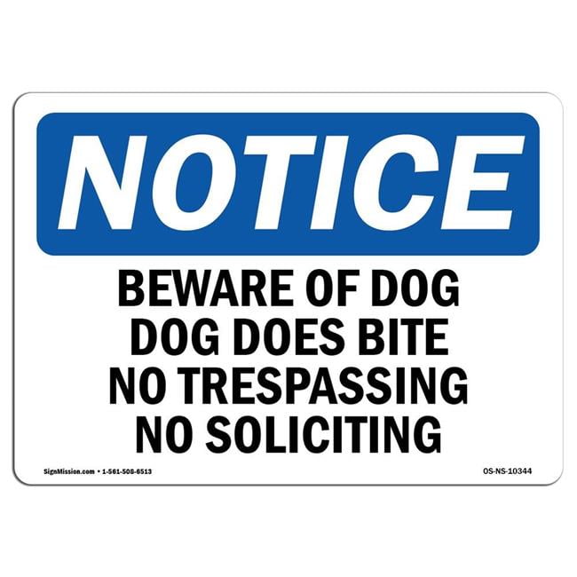 Warning Beware Of Dog Does Bite No Trespassing No Soliciting Metal Sign BD34 