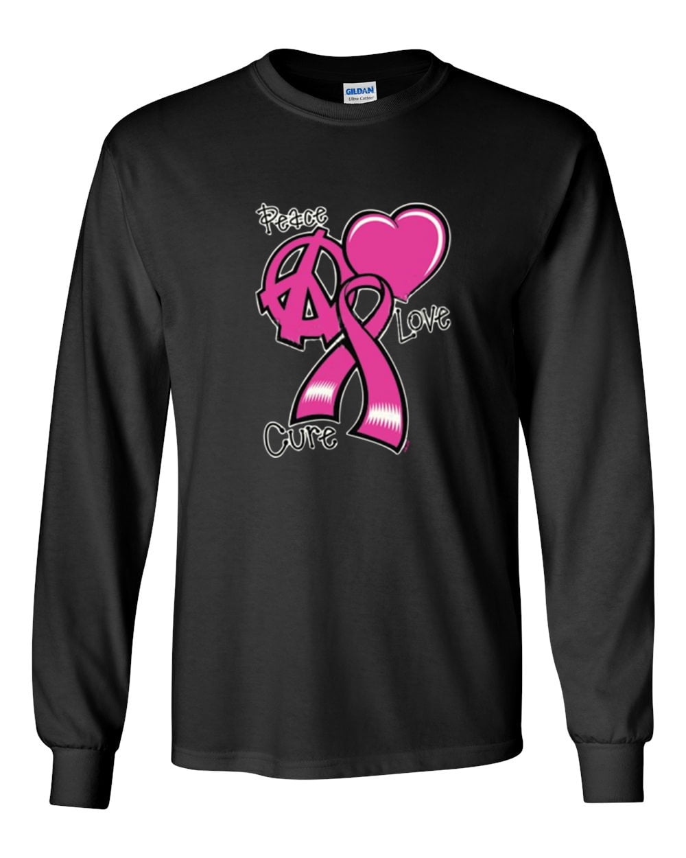 Breast Cancer Peace Love Cure In October We Wear Pink Ribbon Long Sleeve T-Shirt