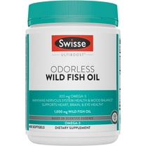 Swisse Odorless Wild Fish Oil, Omega-3 Supplement to Support Cardiovascular Health, 400 Softgells