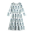 thumbnail image 5 of Abcomgle Girls Maxi Dresses 10-12 Casual A-Line Long Sleeve Maxi Dress Vintage Floral Print Crew Neck Sundresses Holiday Swing Skirt with Pockets,Blue, 5 of 5