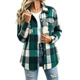 thumbnail image 2 of Plaid Shirt Jackets for Women Casual Collared Button Front Long Sleeve Oversized Loose Fit Outerwear, 2 of 8