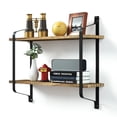 thumbnail image 1 of 2 Tier Industrial Retro Bookshelf Black Wall Ceiling Mounted Open Bookshelf Parts Bracket Iron Pipe Shelf, 1 of 16