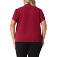 thumbnail image 3 of Agnes Orinda Women's Plus Size Chiffon Shirts Pleated Petal Sleeve V Neck Button Down Tops Business Work Blouse 1X Burgundy, 3 of 6