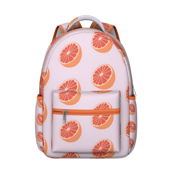 Orange Print Backpack - Stylish laptop backpack for school & work, lightweight & spacious, comfortable straps, trendy for men & women.