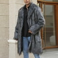 thumbnail image 4 of Alkepwun Mens Warm Faux Furry Long Coat Jacket Winter Solid V-neck Outerwear, 4 of 9