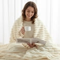 thumbnail image 5 of ROSEKIND Striped Blanket, Premium Faux Fur Touch Ribbed Throw for Sofa and Bed, Cozy Gift for Adults and Friends, 40''x60'', Ivory Cream, 5 of 9