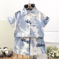 thumbnail image 2 of OYXSER Toddler Boy Outfit Casual Outfit Short Sleeve T-Shirt Tops Shorts Set Cool Short Sets, Light Blue 5-6Y, 2 of 6