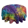 thumbnail image 4 of Colorful Tropical Leaf Pattern Round Tablecloth 60"x60",Wrinkle Wipeable Table Cloth for Kitchen Dining Room Picnic Patio Party, 4 of 6