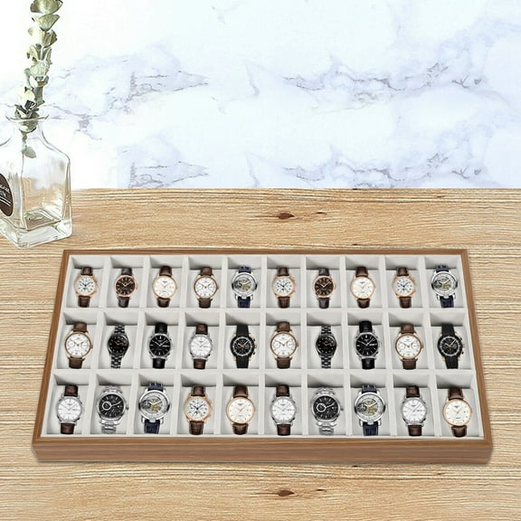 30 Slots Jewelry Watch Display Showcase Storage Box Tray Show Case Organizer
