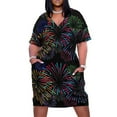 thumbnail image 1 of Vestido de noche holgado con bolsillos para mujer traje elegante de fiesta con diseño de fuegos artificiales para verano, 1 of 6