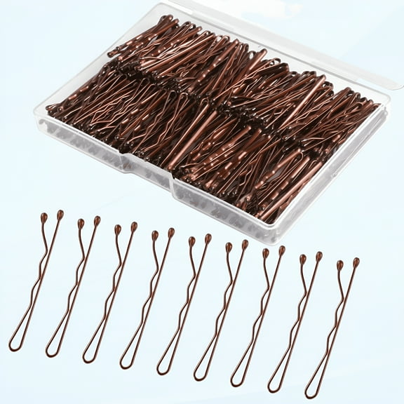 LAMIRO 250Pcs 1.38 Inch Mini Bobby Pins, Small Brown Bobby Pins Hair Bobby Pins for Buns Hair Pins with Storage Box for Kids, Girls and Women (Brown)