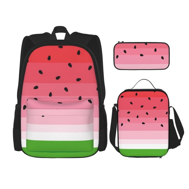 Balery Watermelon Mochila Escolar 3 en 1 para Niños - Mochila Resistente con Lonchera Térmica y Estuche - Mochila Escolar para Niños y Niñas