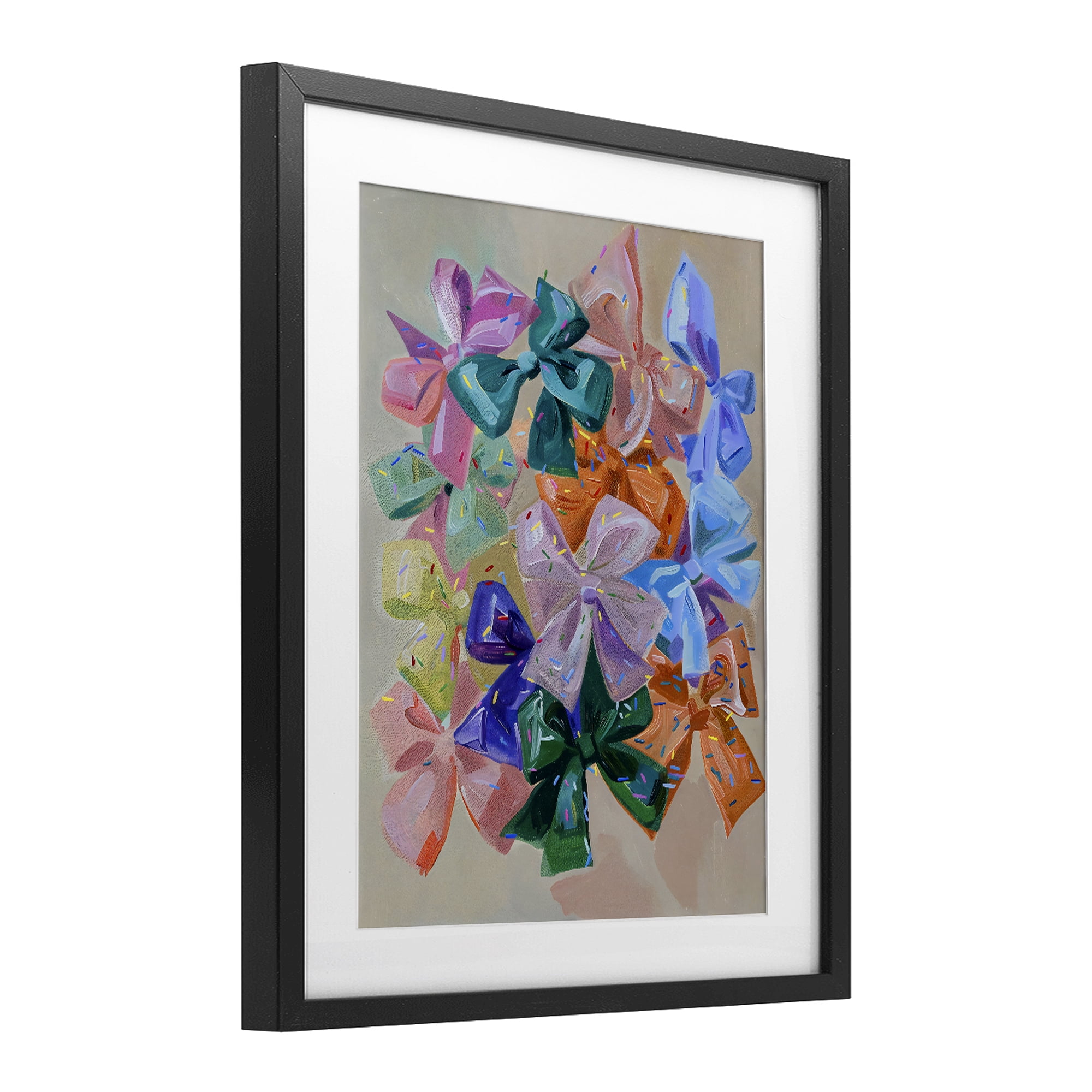 Stupell Industries Bright Bows Cluster with Sprinkles Black Framed Print Under Glass, design by The Prints Vibe