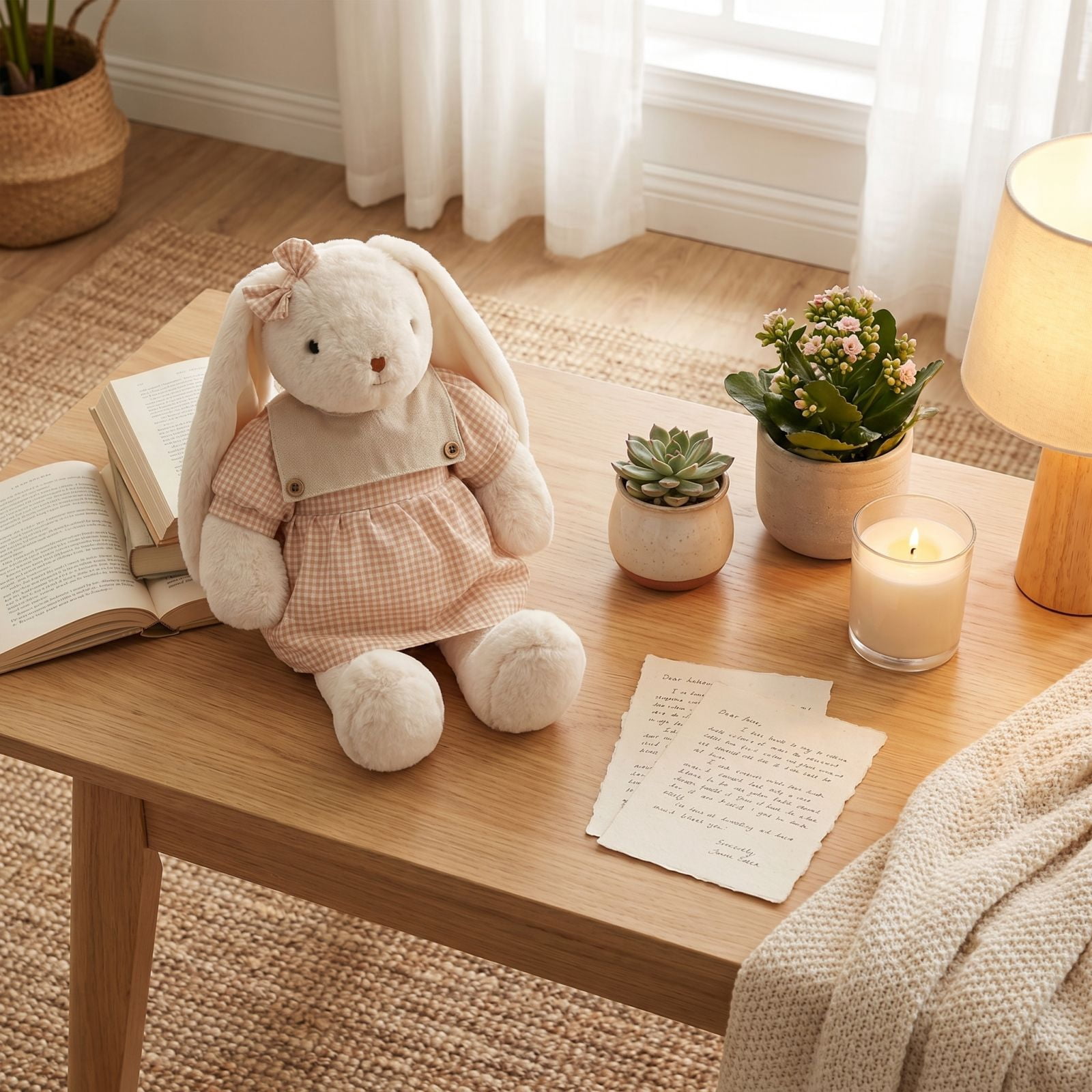 Bunny Plush Toy 19.69 Inch Large Soft Rabbit Doll Home Decor Gift Beige 19.69in