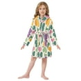 thumbnail image 6 of FORMRS Niños Bathrobe Unisex Hooded Robe Soft Plush Pajamas Sleepwear, Size 7-9T, Purple Clover Pattern, 6 of 7