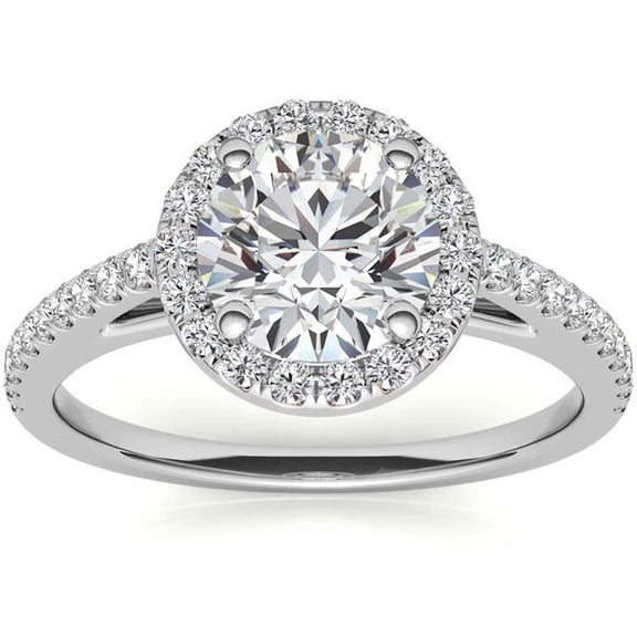 Auory Elegance Moissanite Round Halo Ring for Women