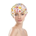 thumbnail image 3 of Kdxio Colorful Floral Print Shower Cap for Women,Elastic and Reusable,Double Waterproof Layers Bathing Hat, 3 of 9