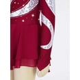thumbnail image 6 of Yeahdor Kids Girls Sequins Mesh Figure Skating Dress Long Sleeve Hollow Back Dance Costume Burgundy-B 14, 6 of 7