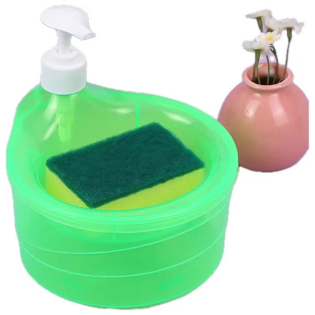 Automatic Soap Dispenser Kitchen Cleaning Detergent Sponge Liquid Dispenser Press Automatic Soap Liquid Box Washing Combination Kitchen Soap Dispenser