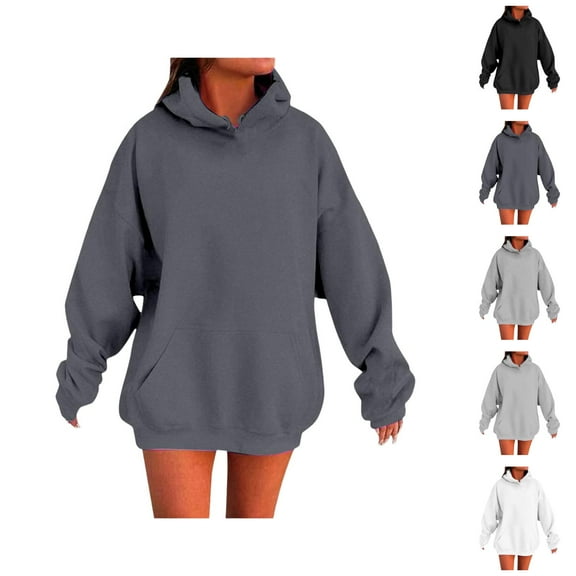 Plain Hoodies for Women 2025 Long Sleeve Drop Shoulder Basic Hooded Sweatshirt with Pockets Pullover Tops