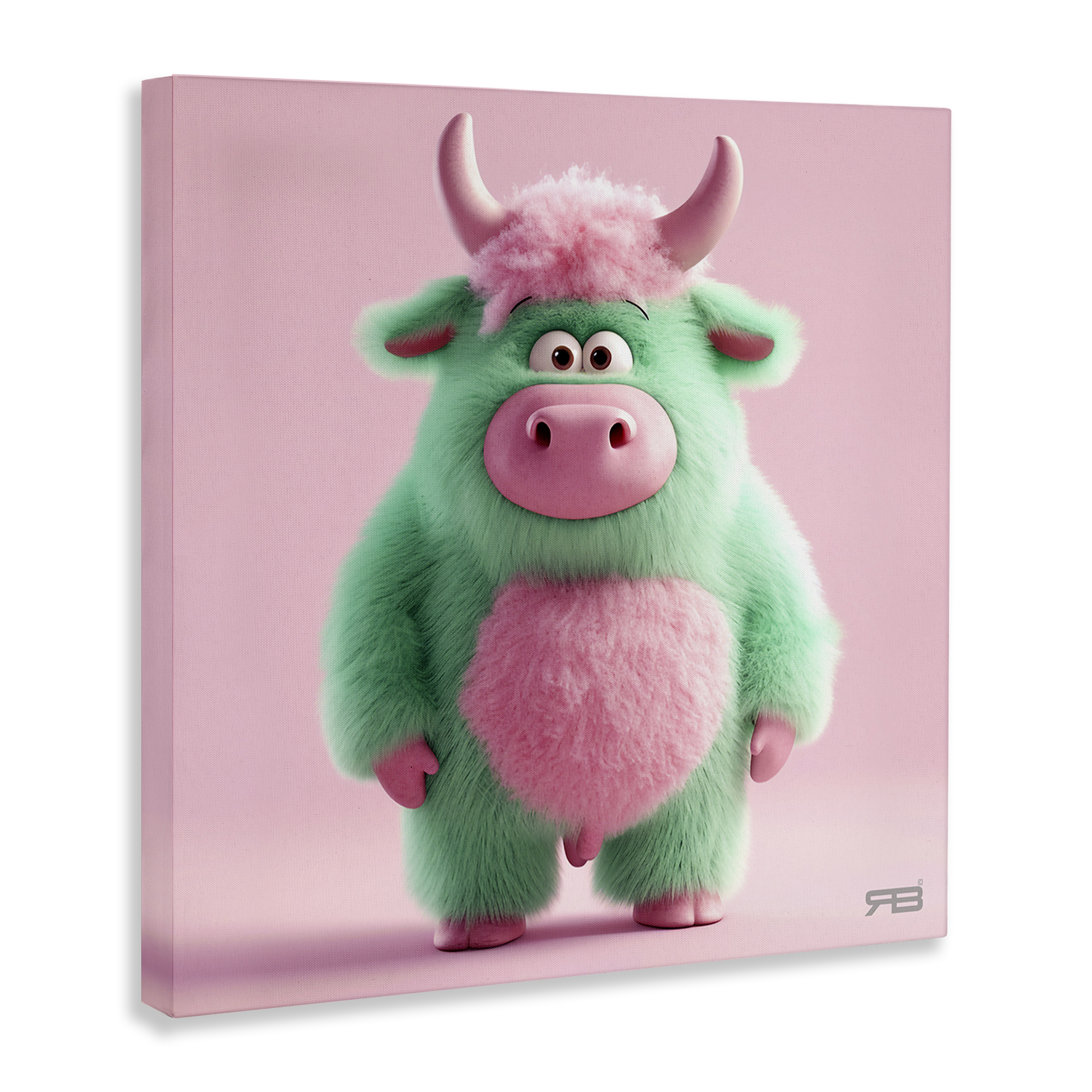 Stupell Industries Silly Green Cow Animals Painting Wrapped Canvas Art Print Wall Art, 36 x 36