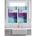 thumbnail image 2 of Purple Teal Ombre Tier Curtains 45 Inches Long, Abstract Modern Oil Painting Gradient Window Treatment Curtain Drapes, Window Half Privacy Curtains for Bedroom Bathroom, 42"x45", 2 Panels, 2 of 7
