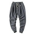 thumbnail image 2 of Men's Casual Pants Comfortable Loose Fit Harlan Nine Minute Trousers Breathable Summer Linen Lightweight Style for Every Occasion Mens Trousers Gym Joggers Khaki, 2 of 4