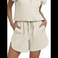 thumbnail image 2 of Pantalones Cortos Deportivos con Cordón para Mujer, de Cintura Alta, para Hacer Ejercicio en Verano, con Bolsillos. Cremoso M, 2 of 7