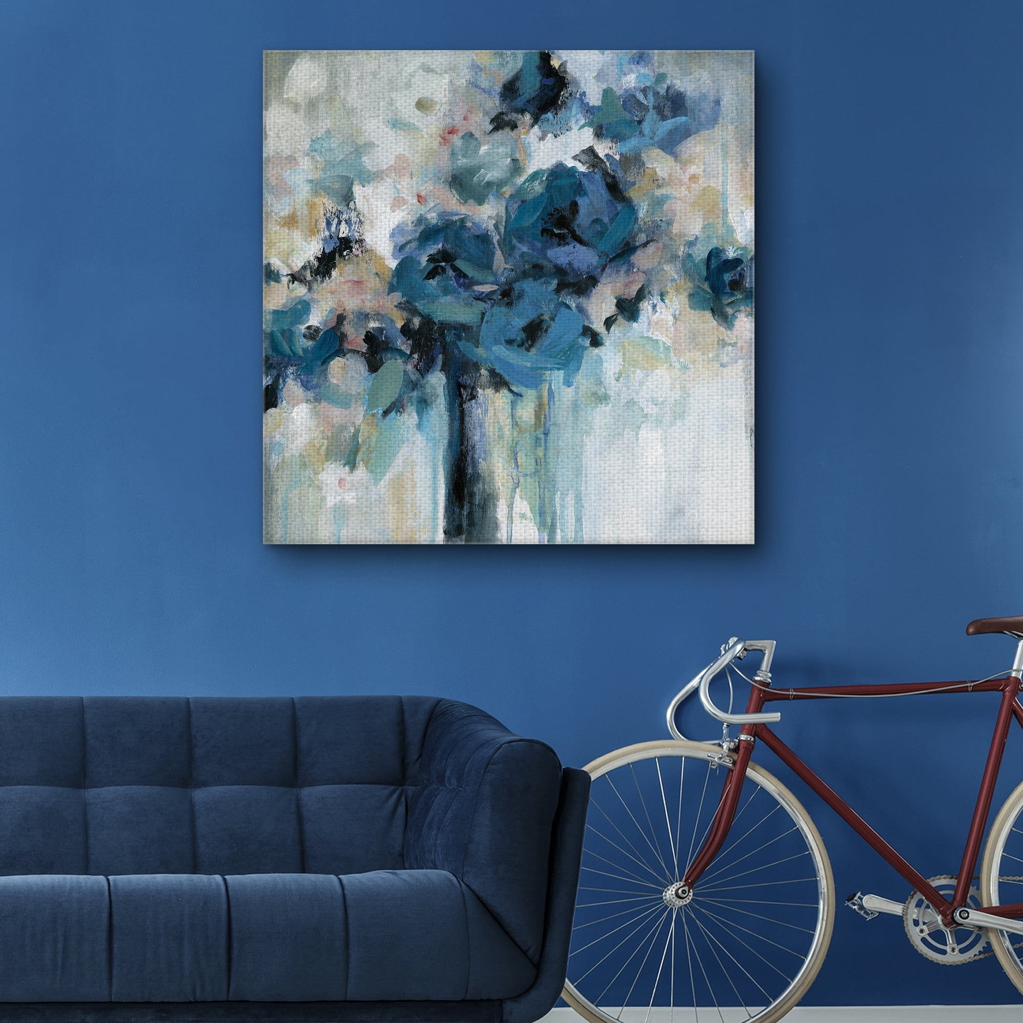 Fine Art Canvas Midnight Splash Blue Flowers by Carol Robinson Canvas Art Print