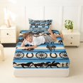 thumbnail image 4 of meiyoeat Western Horse Twin Sheets,Cowboy Print Bedding For Boys,Blue Beige,3 Pieces1 Flat Sheet, 1 Fitted Sheet and 1 Pillowcase, 4 of 6