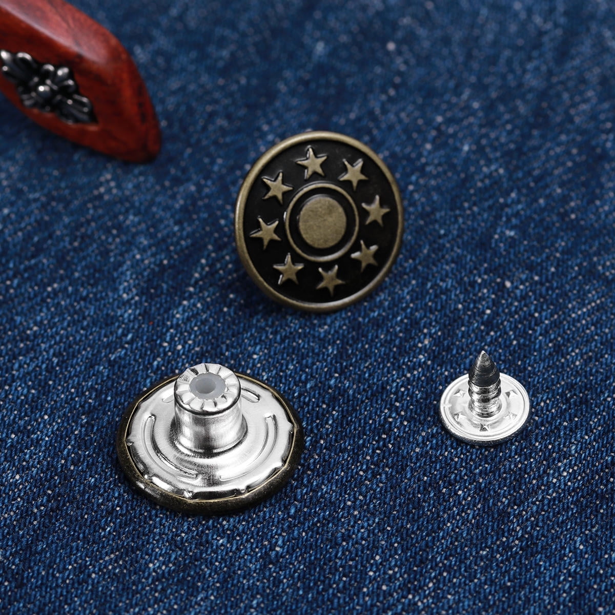 Mobutofu 50Pcs Star Pattern Jeans Tack Buttons in Dark Green Metal for Easy Sewing-Free Use