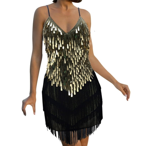 Ausyst Dresses For Women 2023 Fashion Suspender Crewneck Sequin Feather Sleeveless Solid Mini Dress Party Dress Valentines Day Gifts For Her