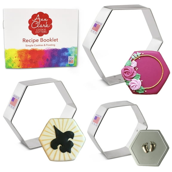 Ann Clark Hexagon Set Cookie Cutter Set, 3-Piece, Made in USA