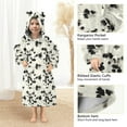 thumbnail image 4 of Dailycode Wearable Blanket Hoodie Oversized Sherpa Flannel Blankets with Pocket for 3-14 Year Old Black Cow Spots, 4 of 7