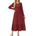 thumbnail image 2 of Mengpipi Women’s Fall Dress Casual Long Sleeve Crew Neck Dress Tiered Maxi Swing Dress with Pockets, 2 of 5