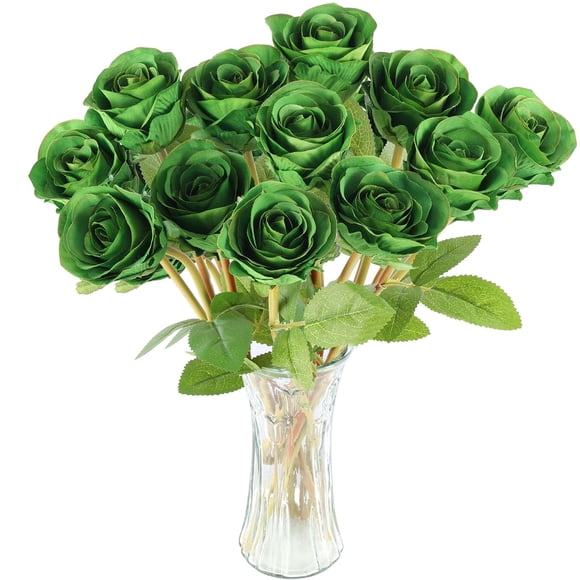 Ramo de rosas artificiales Hananona Silk Green, 12 unidades, San Patricio
