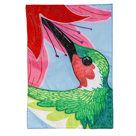 Big Hummingbird Applique House Flag
