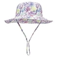 thumbnail image 4 of Krdevn Toddler Sun Hat, Floral Print Wide Brim Fisherman Cap, Breathable Adjustable Chin Strap, UV Protection Beach Hat for Boys & Girls,0-8 Months, 4 of 5