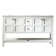Florence 60" Vanity in White with Carrara White Marble Countertop without Mirror