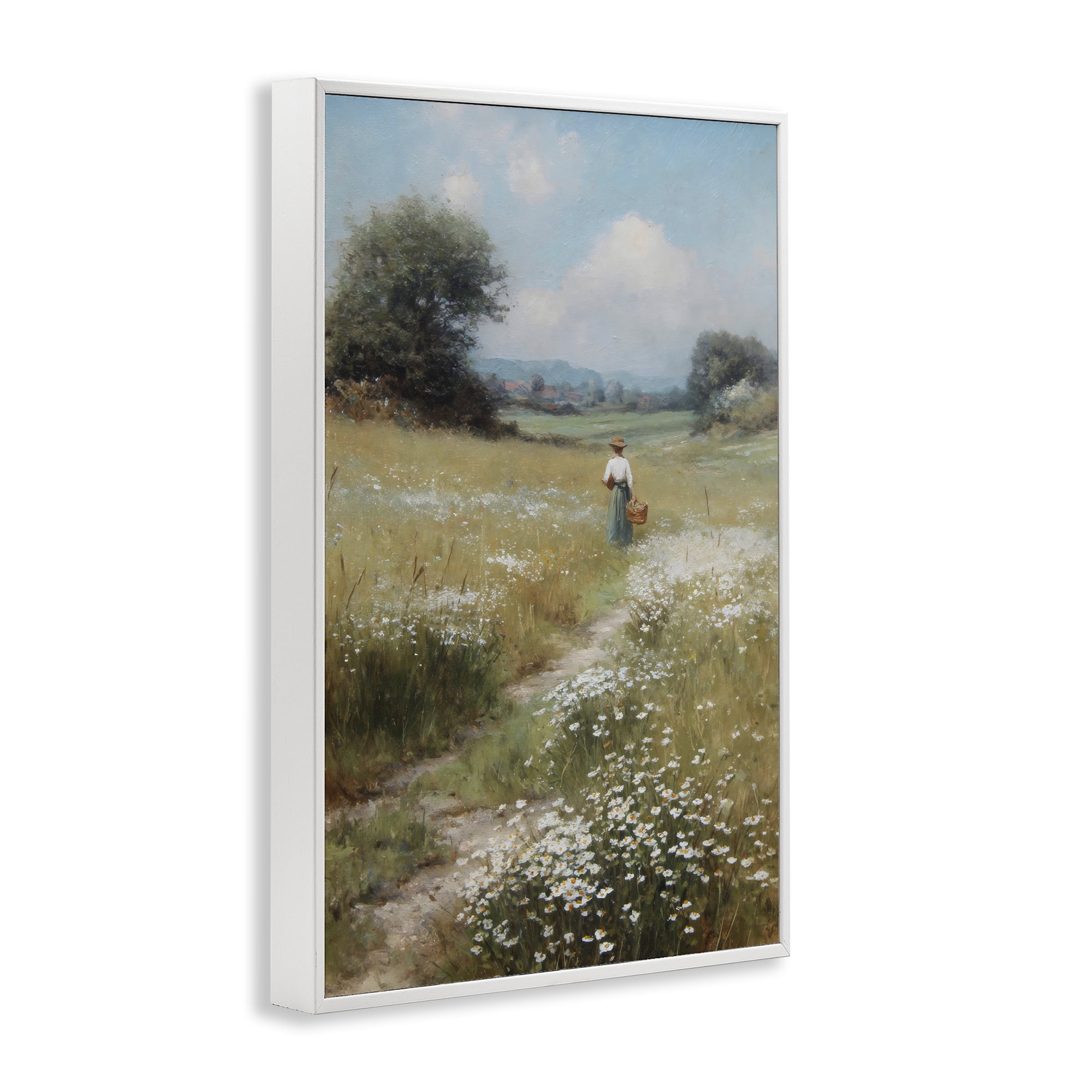 Stupell Industries Flower Gazing in Summer Meadow White Framed Giclee Art, design by Petal Prints Design