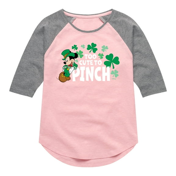 Disney - Too Cute To Pinch - Toddler And Youth Girls Raglan Graphic T-Shirt