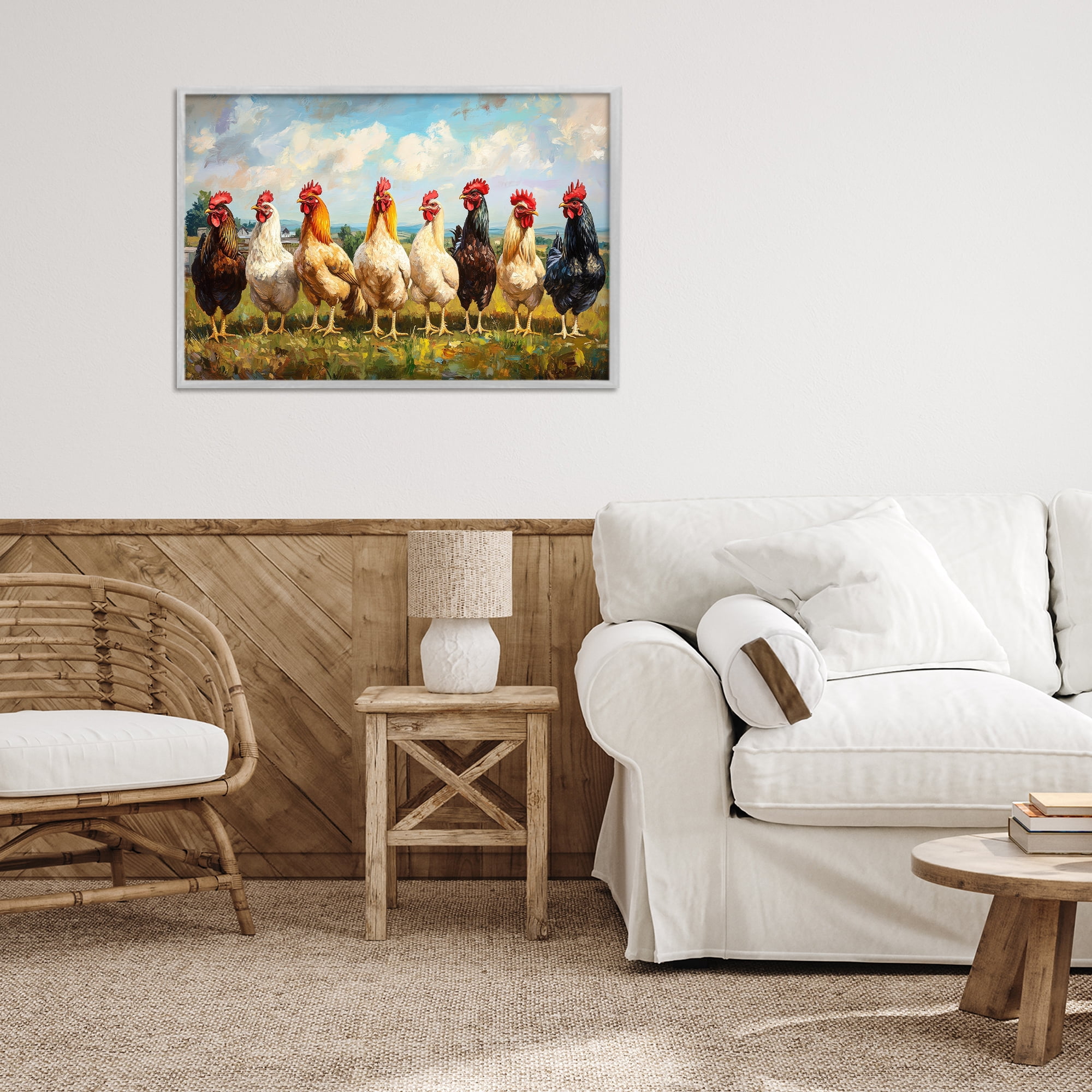 Stupell Industries Chicken Brood on Horizon Gray Framed Giclee Art, design by Petal Prints Design