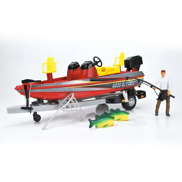 Adventure Wheels Aw Red Bass Boat With Figure